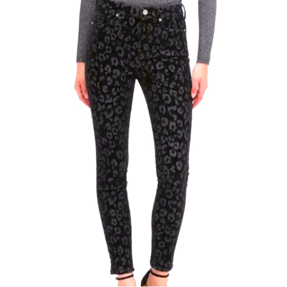 NWT Banana Republic S/O Rare Velvet Black Leopard High Rise SkinnyJeans-27 Long
